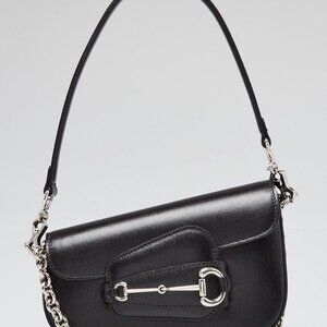 Gucci Black Leather Horsebit 1955 Mini Asymmetric Shoulder Bag